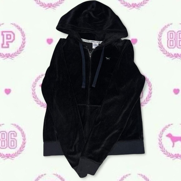 PINK Victoria's Secret Black Hoodie with Sequin Design - Picture 4 of 7